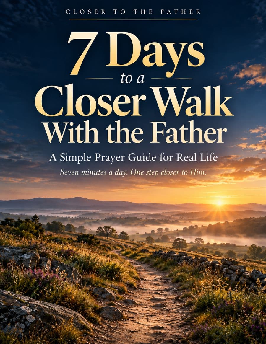 Cover of 7 Days to a Closer Walk With the Father, a sunrise over a path through the hills